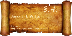 Benyák Antal névjegykártya